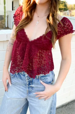 Sheer Lace Butterfly Top