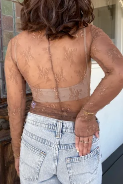 Sheer Lace Long Sleeve Top by For Good