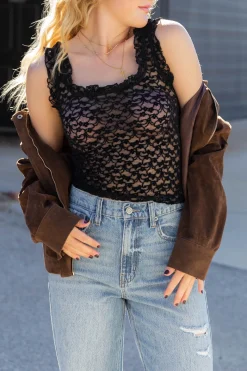 Sheer Lace Sleeveless Top