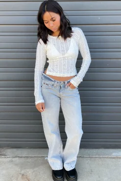 Sheer Open Back Long Sleeve Top