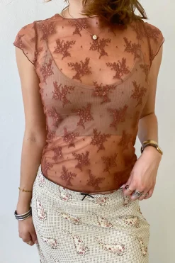 Short Sleeve Lace Layering Top