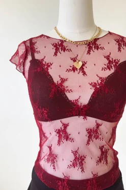 Short Sleeve Lace Layering Top