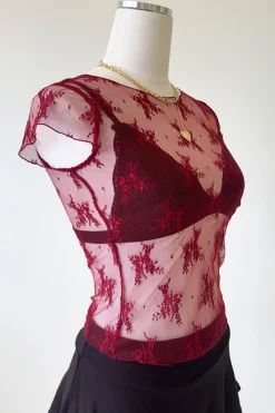 Short Sleeve Lace Layering Top