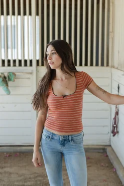Short Sleeve Striped Babydoll Top