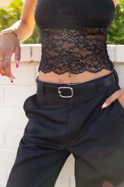 Silver Rectangle Buckle Belt
