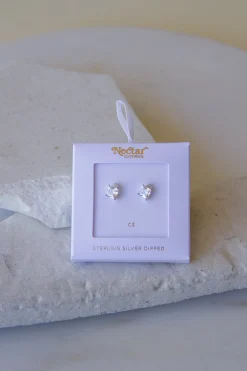 Silver Square Stud Earrings