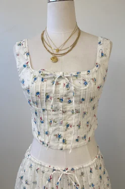 Sleeveless Floral Corset Top