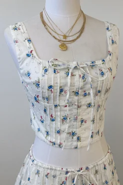 Sleeveless Floral Corset Top