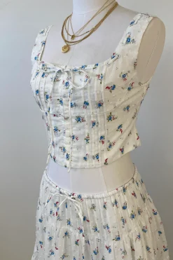 Sleeveless Floral Corset Top