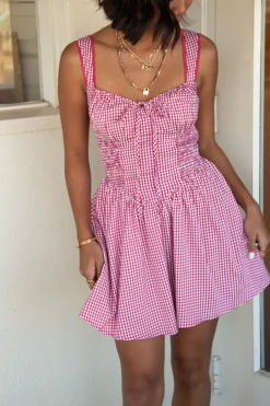 Sleeveless Gingham Mini Dress