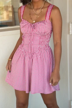 Sleeveless Gingham Mini Dress