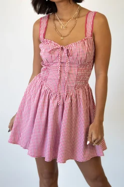 Sleeveless Gingham Mini Dress