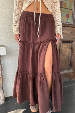 Slit Tiered Maxi Skirt