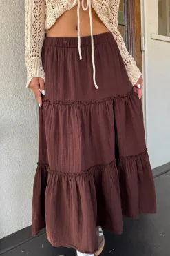 Slit Tiered Maxi Skirt