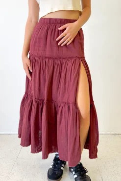 Slit Tiered Maxi Skirt