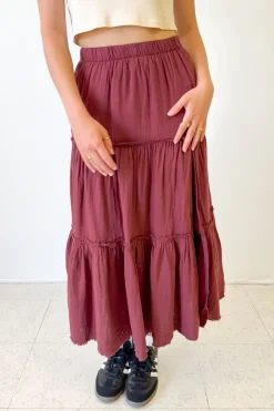 Slit Tiered Maxi Skirt