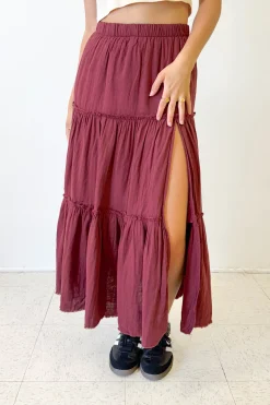 Slit Tiered Maxi Skirt