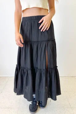 Slit Tiered Maxi Skirt