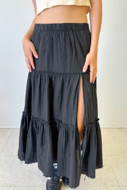 Slit Tiered Maxi Skirt