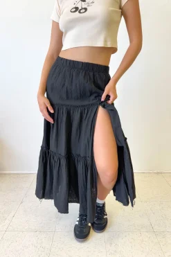 Slit Tiered Maxi Skirt