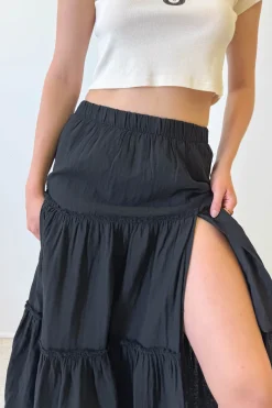 Slit Tiered Maxi Skirt