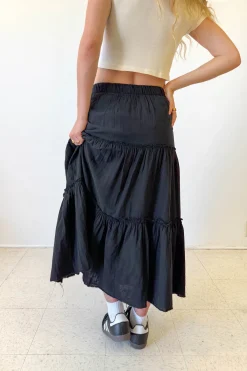 Slit Tiered Maxi Skirt