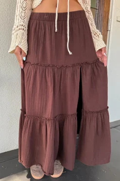 Slit Tiered Maxi Skirt