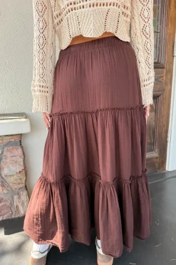 Slit Tiered Maxi Skirt