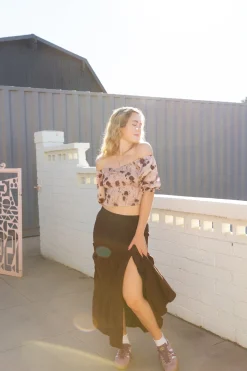 Slit Tiered Maxi Skirt