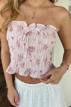 Smocked Floral Tube Top