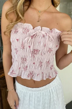 Smocked Floral Tube Top