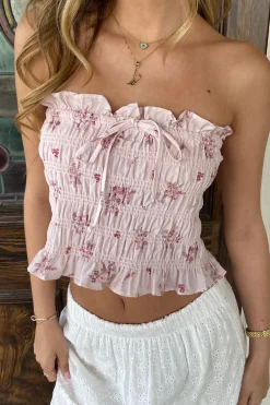 Smocked Floral Tube Top