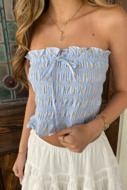 Smocked Floral Tube Top