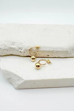 Sphere Drop Huggie Earrings
