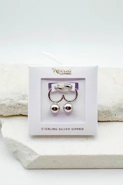 Sphere Drop Huggie Earrings