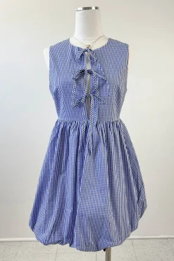 Split Front Gingham Mini Dress