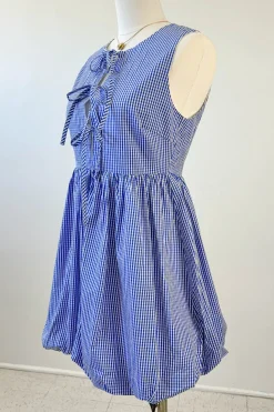Split Front Gingham Mini Dress