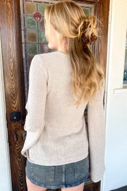 Split Front Long Sleeve Top