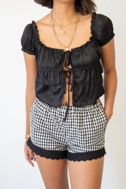 Split Front Satin Top