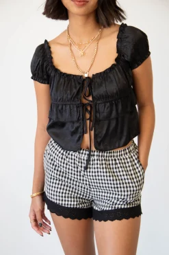 Split Front Satin Top