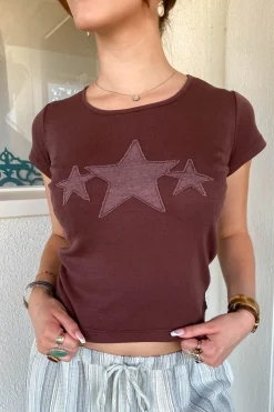 Star Embroidered Babydoll Tee