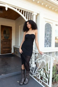 Strapless Lace Maxi Dress