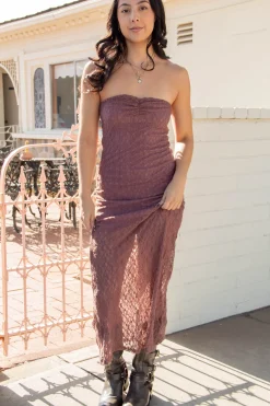 Strapless Lace Maxi Dress