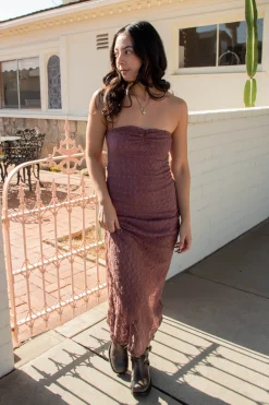 Strapless Lace Maxi Dress
