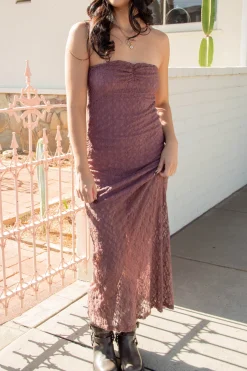 Strapless Lace Maxi Dress