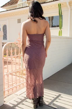 Strapless Lace Maxi Dress