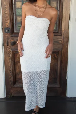 Strapless Lace Maxi Dress