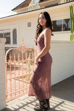 Strapless Lace Maxi Dress