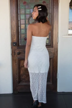 Strapless Lace Maxi Dress