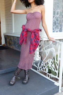 Strapless Lace Maxi Dress